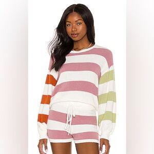 L Space M Sequoia white striped sweater